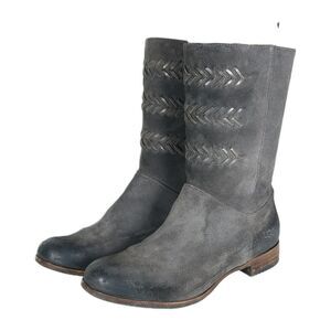 UGG Women's Caylin US 7 Gray Burnished Suede Braided Zip Riding Boots